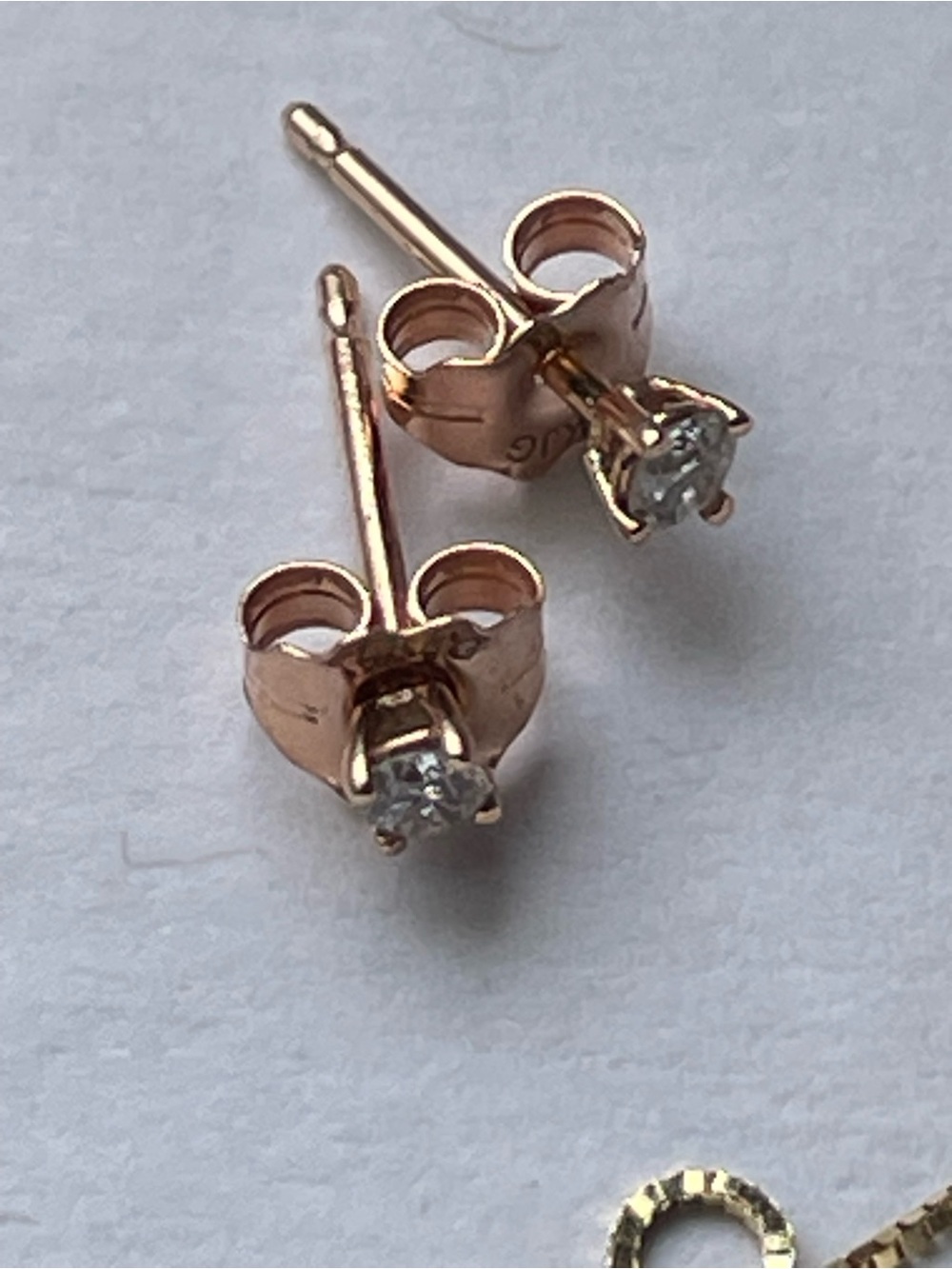 Real! 14kt Gold Child Diamond Earrings & Chain Set - Picture 2 of 14